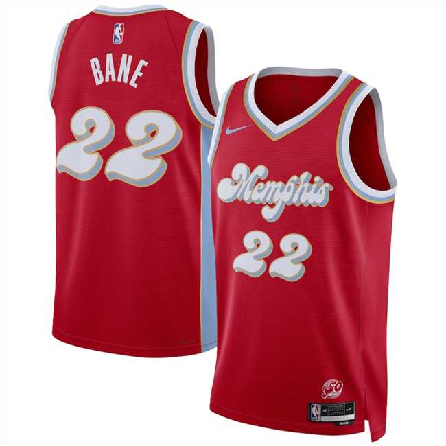 Mens Memphis Grizzlies #22 Desmond Bane Red 2024-25 City Edition Stitched Jersey Dzhi